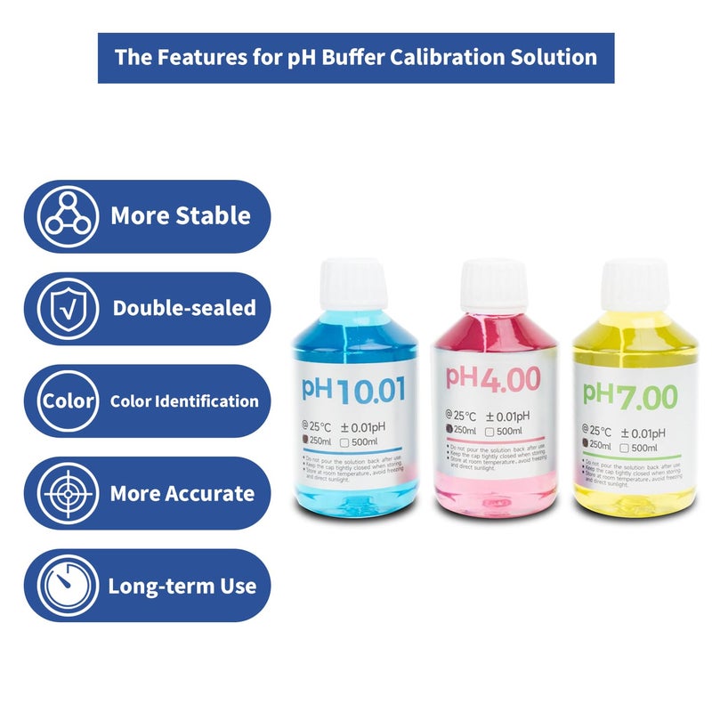 ONiLAB Instruments pH Calibration Buffer Solution Kit (7.00, 4.00, 10.01), 250ml Each - Image 3